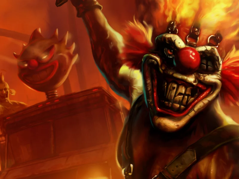 клоун, безумный калипсо, twisted metal, 1995, гонки на выживание, металл, машина