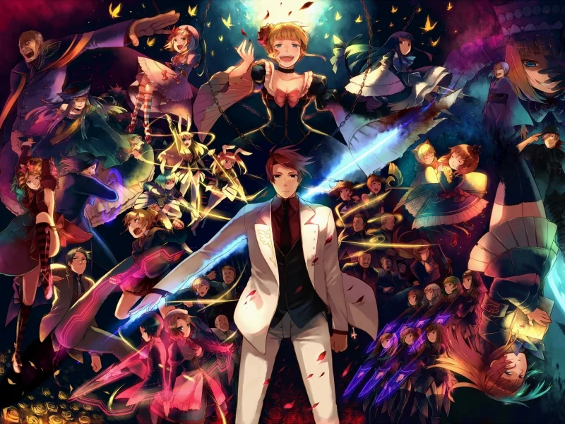 когда плачут чайки, парни, девушки, anime, аниме, много людей, umineko no naku koro ni