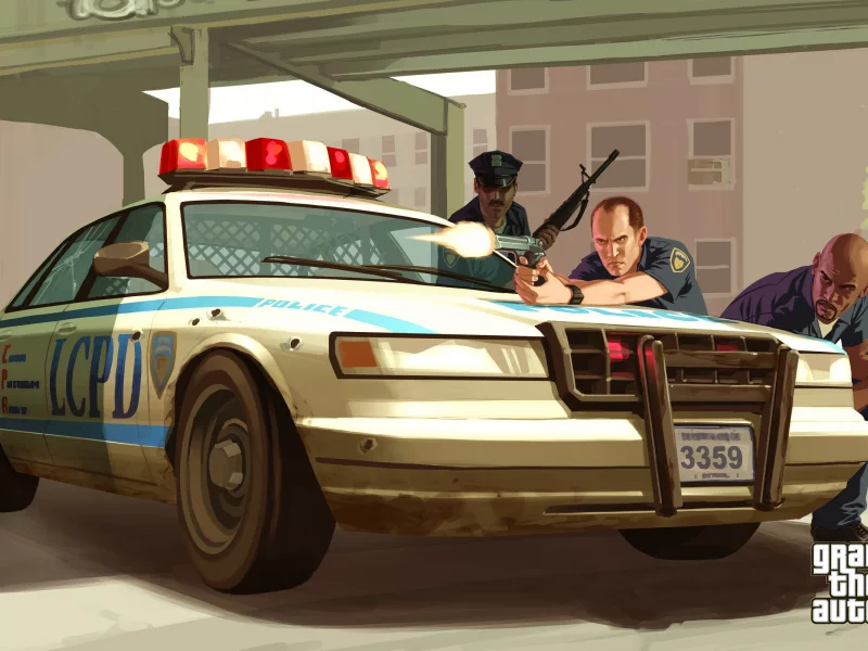 перестрелка, копы, обои, gta 4, игра