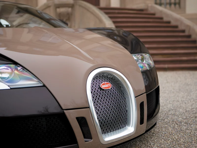 ступеньки, bugatti, значок, veyron, фары, перед, дом, радиатор