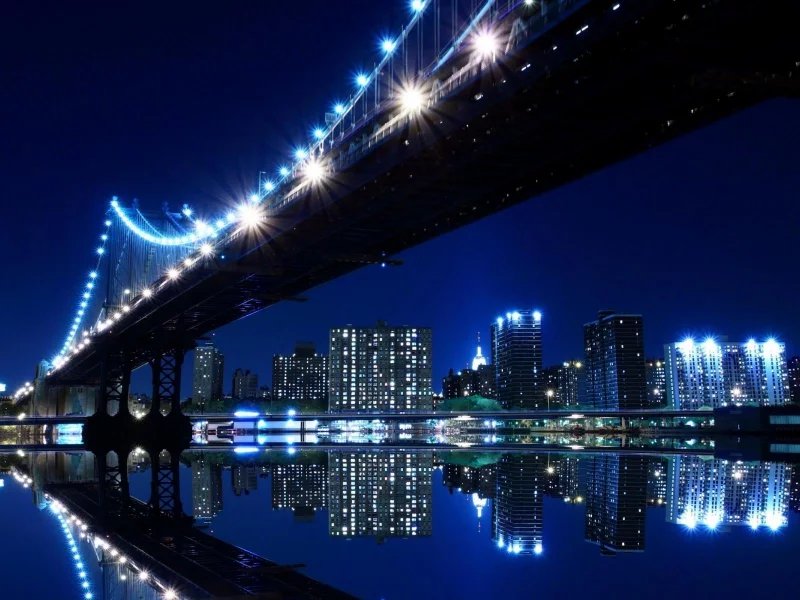 night, lights, city, ny