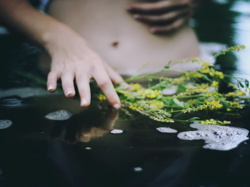 вода, девушка, цветы
