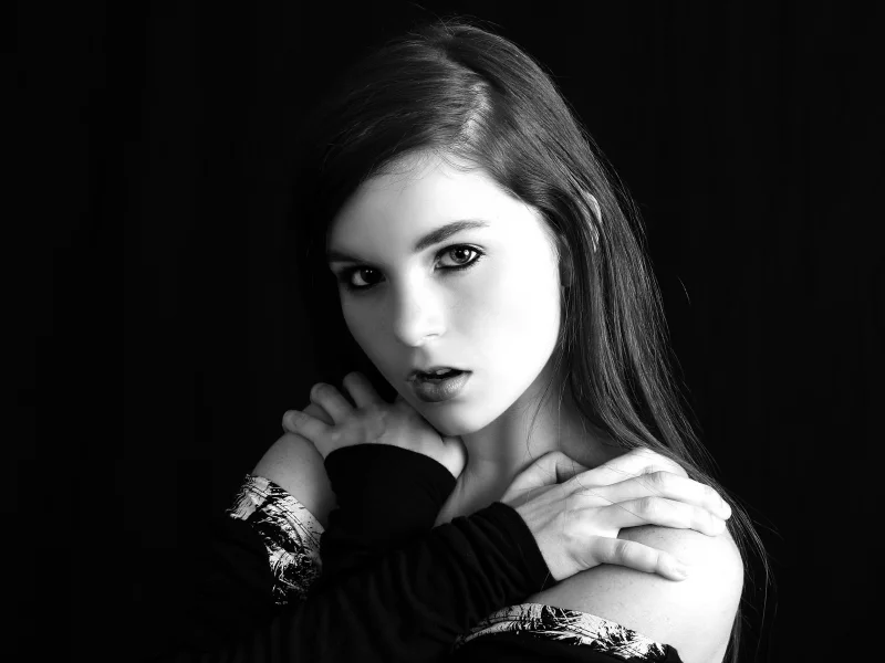 black & white, милая, красивая, портрет