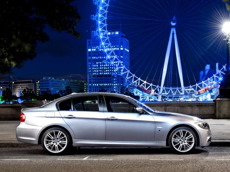 bmw, огни большого города, колесо обозрения, sedan, бмв, performance edition, серебристый, ночь, 318i
