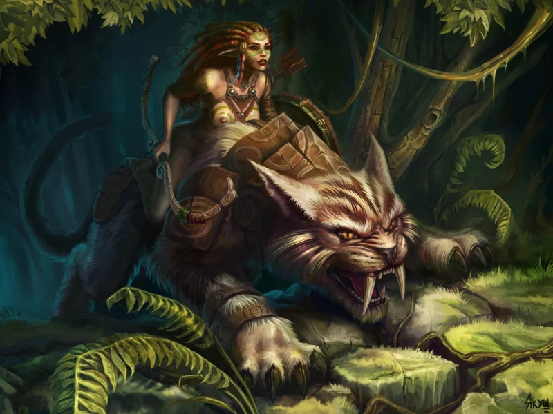 кошка, саблезубая, охотник, джунгли, девочка, клыки