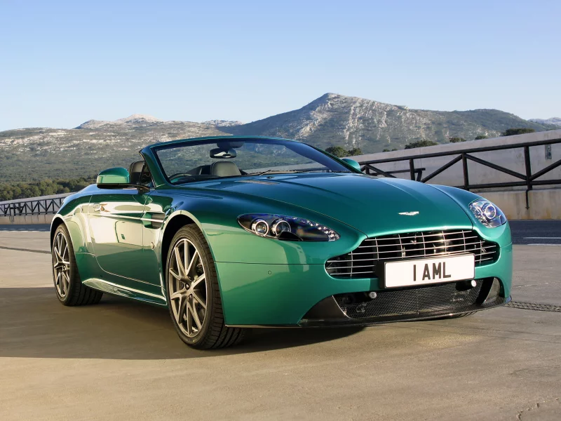 v8, вантаж, vantage s, родстер, горы, в8, небо, aston martin, зелёный, астон мартин, roadster, суперкар