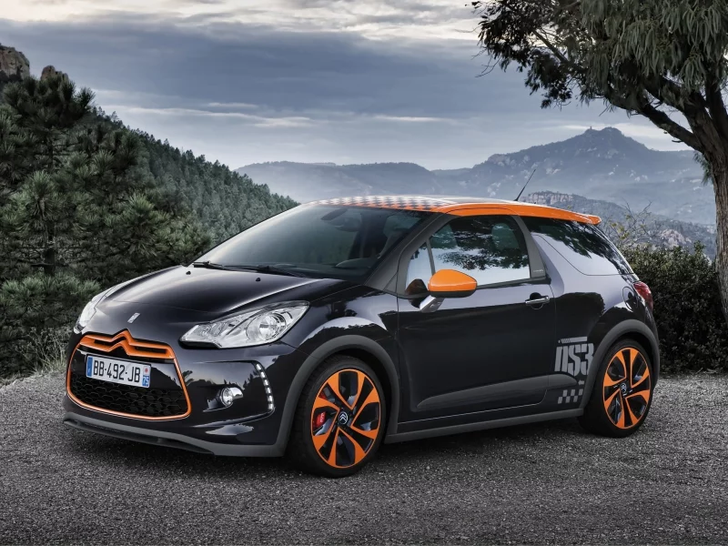чёрный, ситроен, горы, дс3, небо, пейзаж, дерево, citroen, рэйсинг, ds3, racing