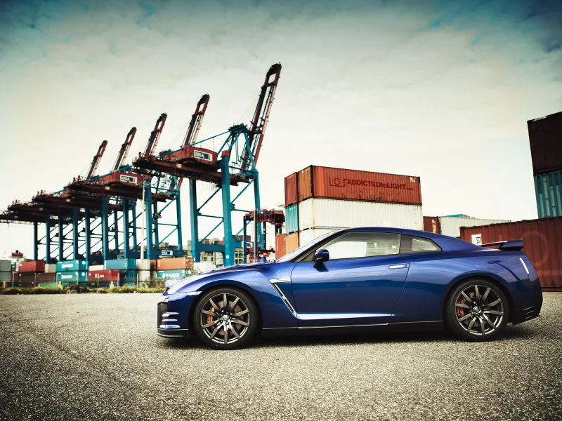 машина, containers, clouds, 1920x1200, небо, car, sky, контейнеры, облака, nissan gtr