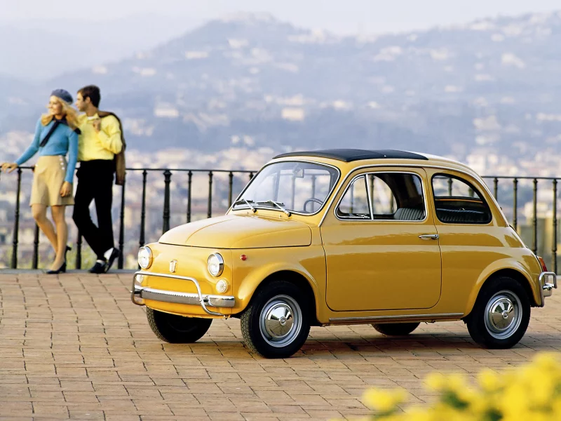 девушка, классная машинка, фиат, 500, класика, горы, 1972, желтый, fiat, парень