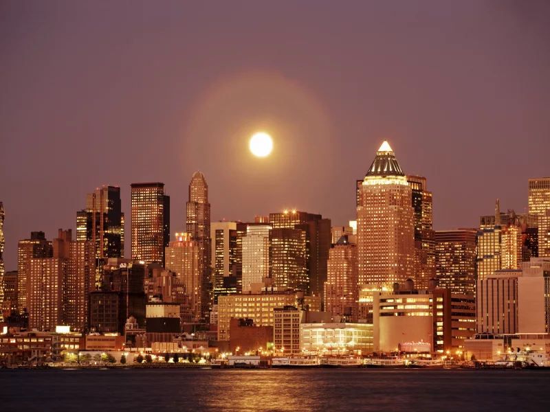 солнце, ny, сша, wallpaper, обои, небоскребы, здания, new york, нью-йорк, мегаполис, город, вода