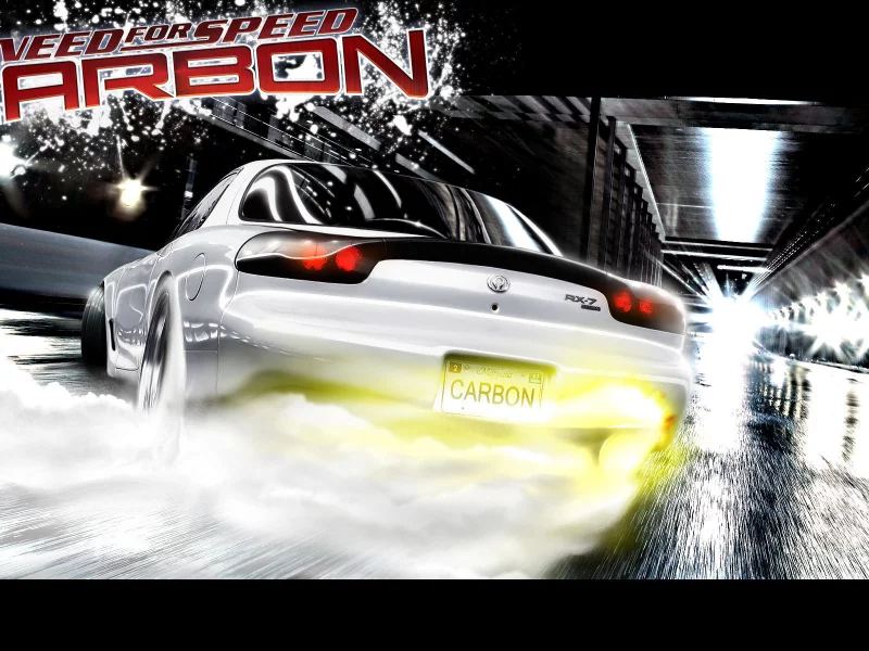 need for speed carbon, скорость, mazda rx-7, дым, nfs, ночь