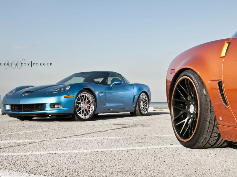шевроле, голубой, корвет, оранжевый, corvette, 360 three sixty forged, z06, chevrolet, blue, orange