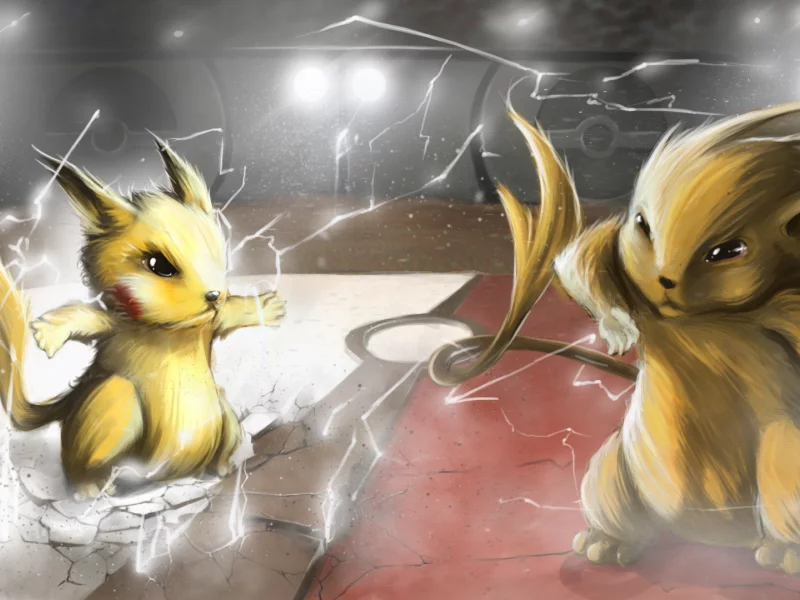 схватка, покемоны, pokemon, ринг, битва, аниме, пикачу, райчу, молнии, anime