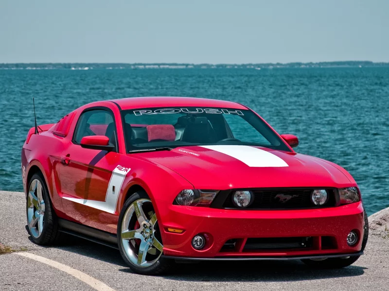 red, mustang, ford, 427r, roush, мускул кар, мустанг, muscle car, красный, море, форд