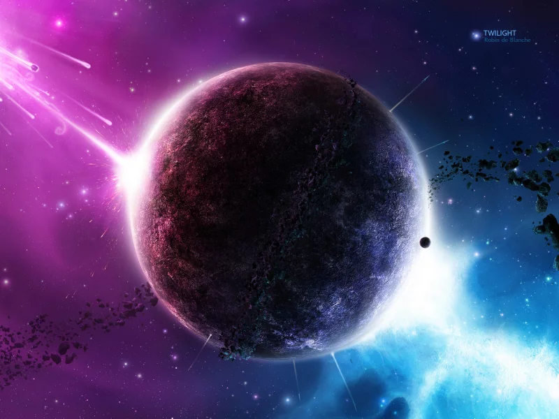twilight, planet, звезды, планета, метеориты, robin de blanche, цвета, сверкание, stars