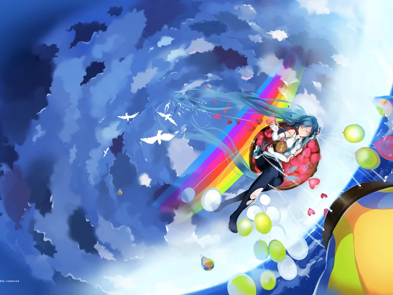 hatsune miku, vocaloid, sky