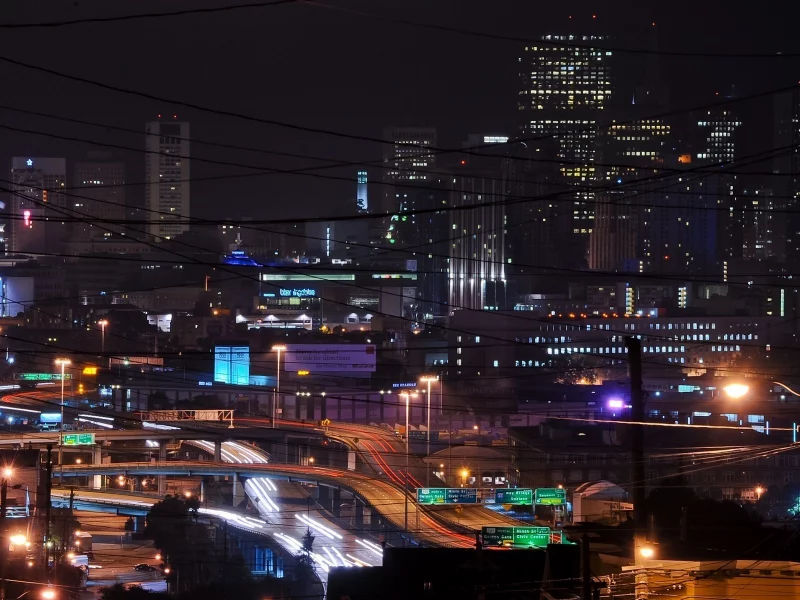 огни, highway, калифорния, ночь, night, california, san francisco