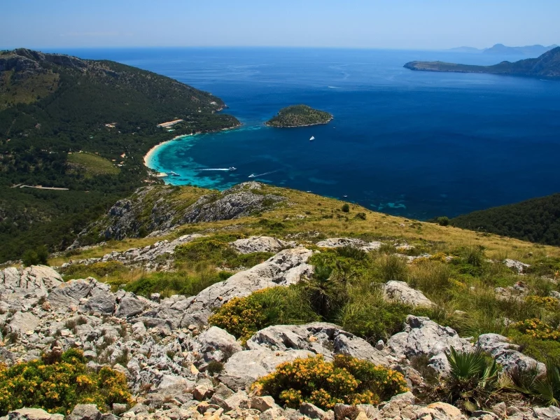 яхты, лагуна, скала, бухта, синева, суша, горизонт, море