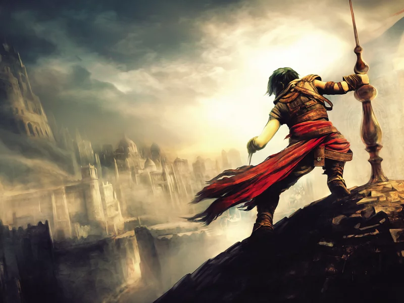 игры, кинжал, games, мужчина, принц персии, замок, фантастика, крыша, prince of persia, город