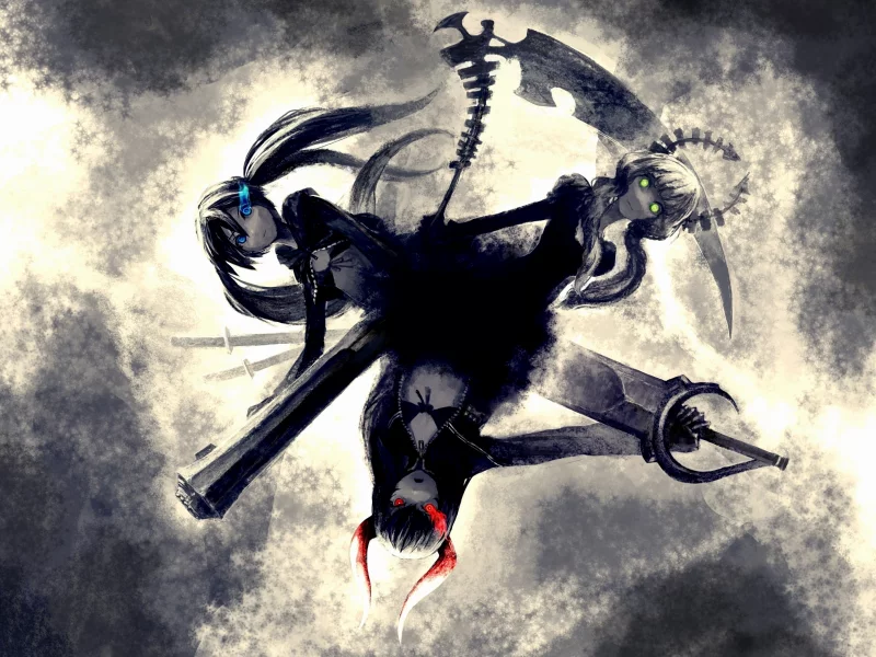 девушка, оружие, anime, глаза, black rock shooter, девочка, девушки