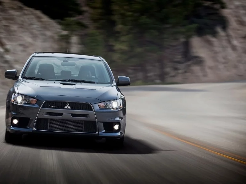 дорога, mitsubishi, evolution, lancer, размытие