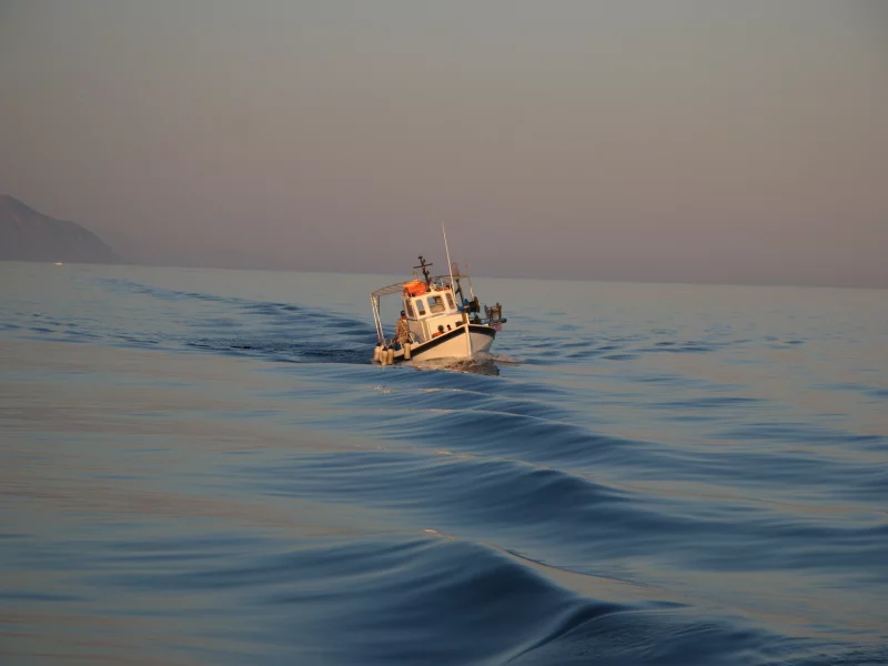 вечер, корабль, небо, море