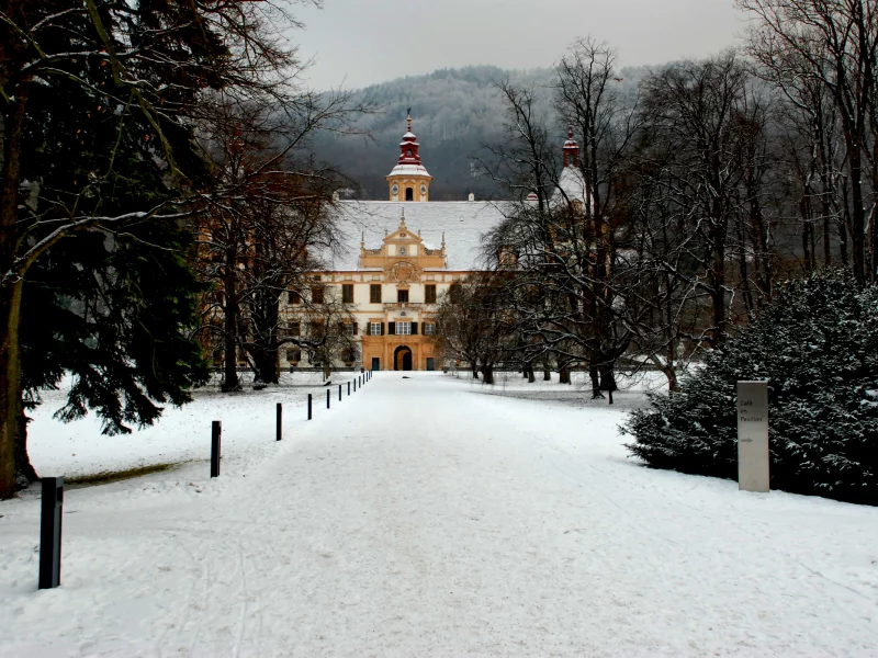 грац, austria, зима, австрия, дворец, лес, palace, парк, замок, дворец-замок эггенберг, castle, eggenberg, ёлочки, schloss