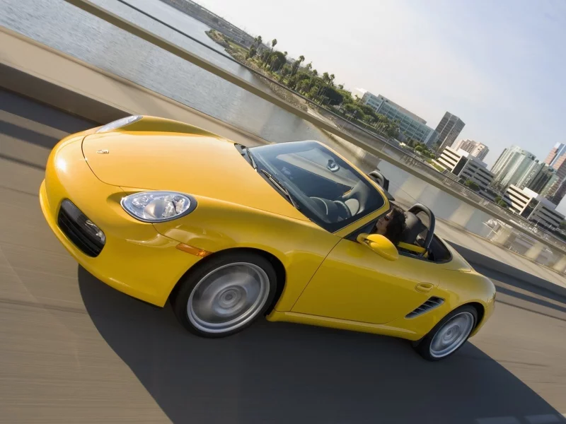 boxster, speed, porsche, town, road, yellow