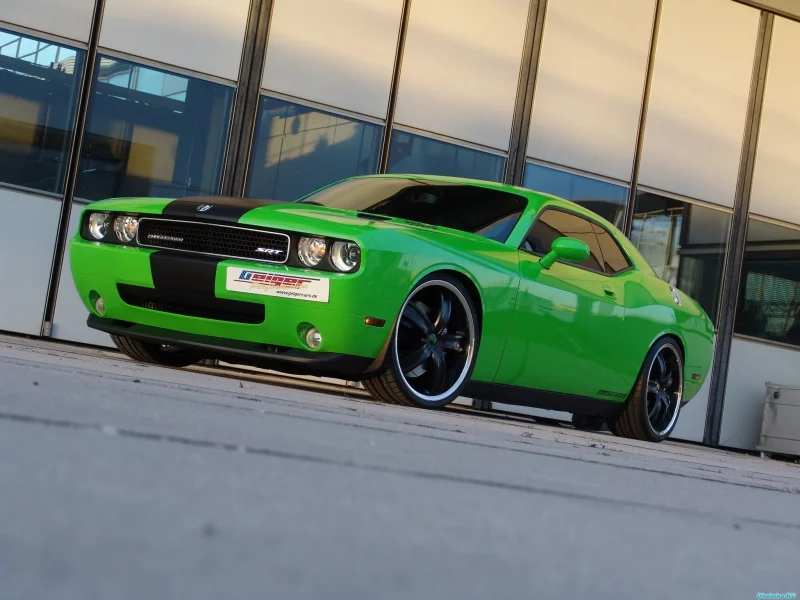 машина, зелёный, dodge, додж челленджер