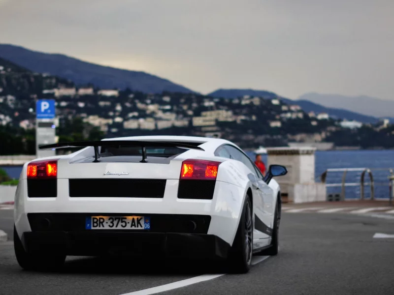 дорога, сity, линии, auto, разметка, спуск, lamborghini gallardo, wallpapers, cars, горка