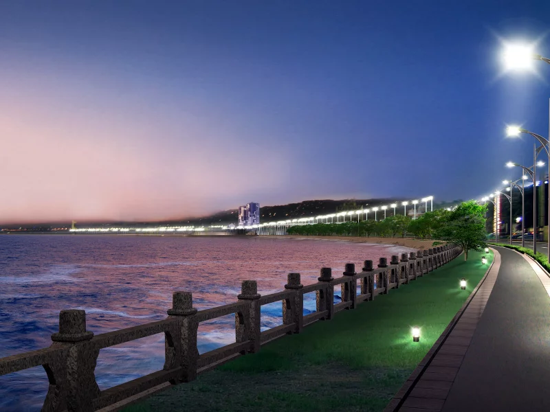 город, фонари, река, набережная