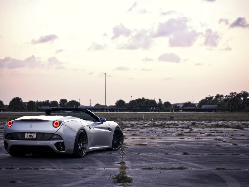 задом, ferrari, california, облака, небо