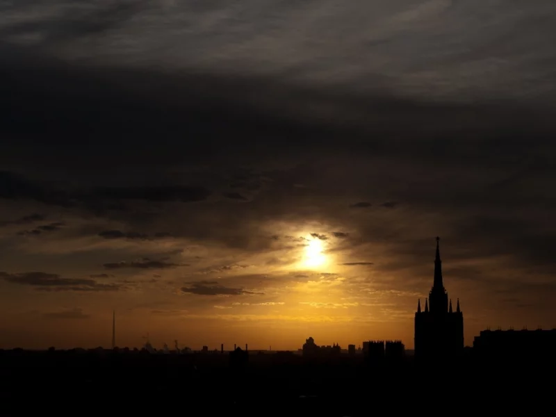 город, тучи, закат, облака, москва, кремль
