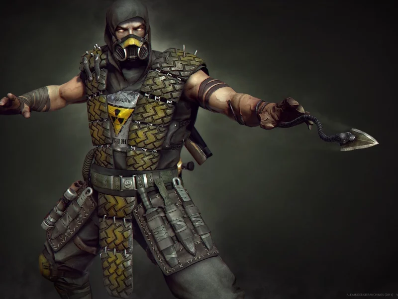 scorpion, радиация, 3d, mortal kombat