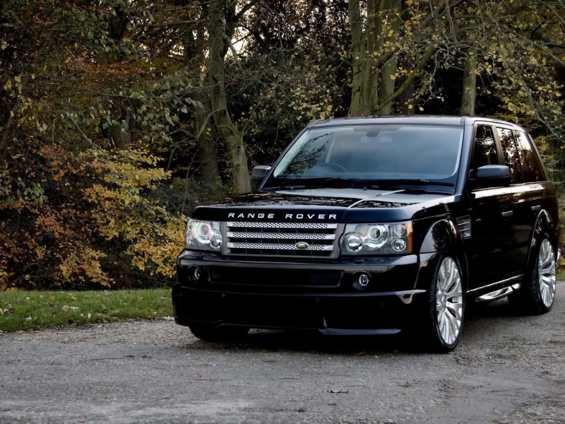 kahn, rover, cosworth, деревья, автомобиль, осень, машина, черный, range