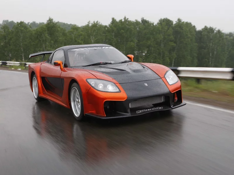 скорость, mazda, rx7, дорога