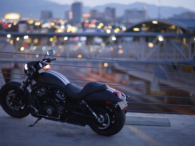 мост, harley-davidson, мотоцикл, город
