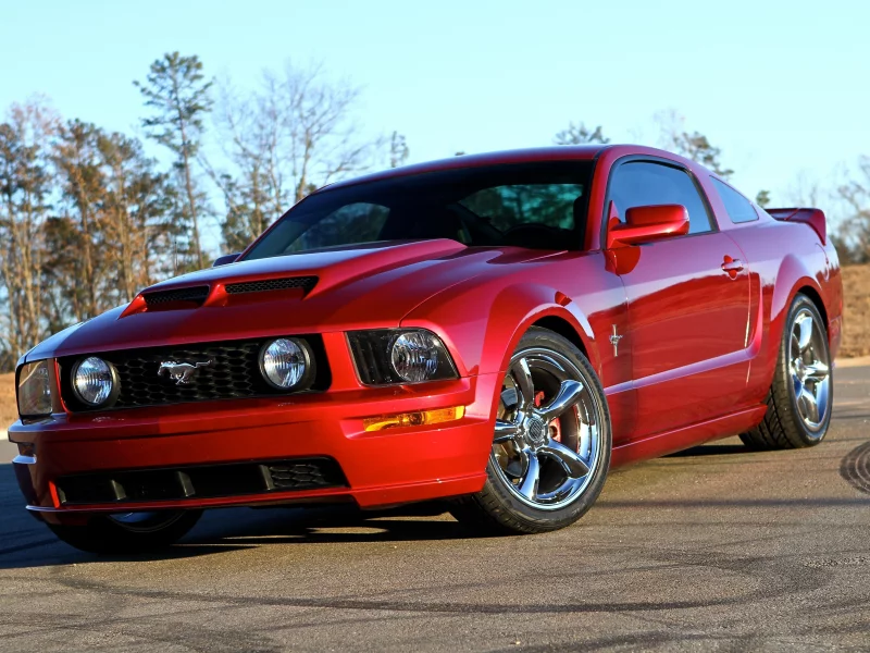 красный, mustang, ford