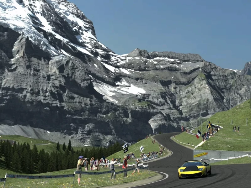 горы, lamborghini, gt5, гонка