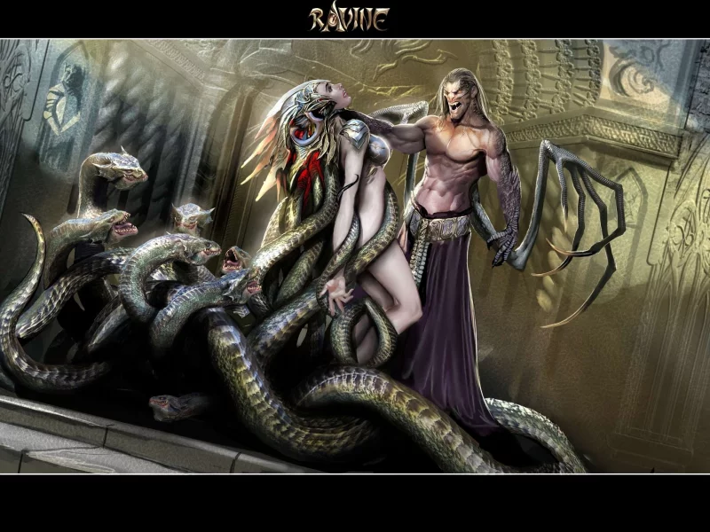 змеи, девушка, ravine heretic and the sinner, демон