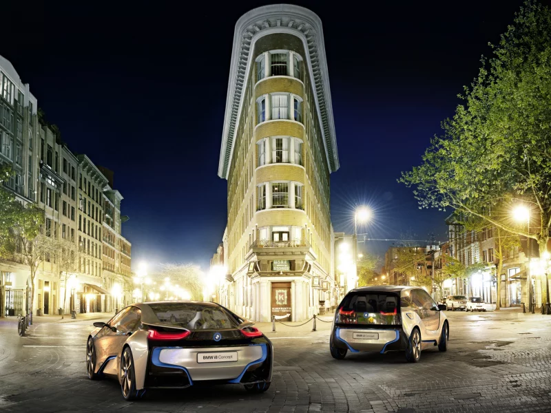 город, i3concept, двое, ночь, i8concept, bmw, bmw
