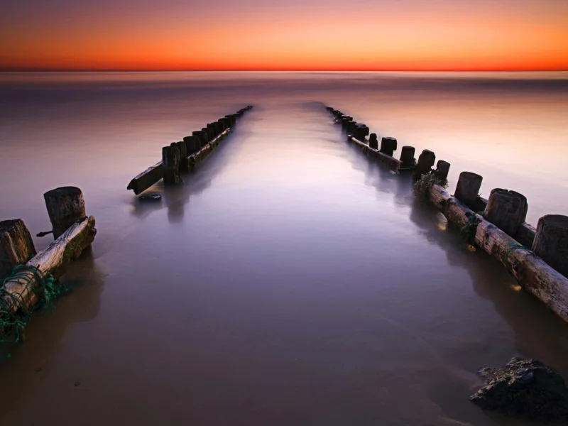 закат, море, океан