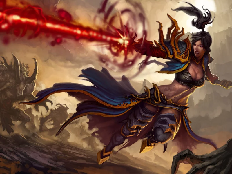 женщина, маг, монстры, посох, diablo 3, магия