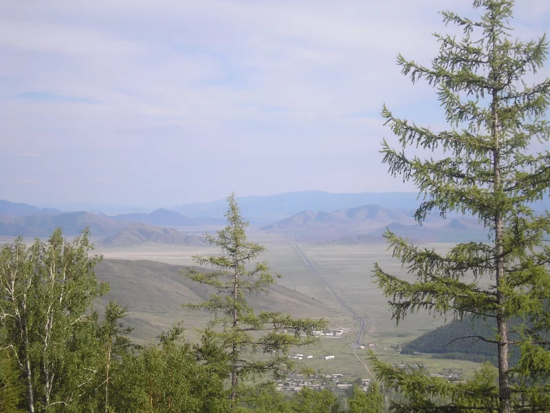 панорама, степь, тува, дорога