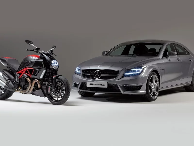 and, cls63, дукати, diavel, цлс63, машина, мерседес, mercedes-benz, дивел, amg, ducati, передок, амг, мотоцикл