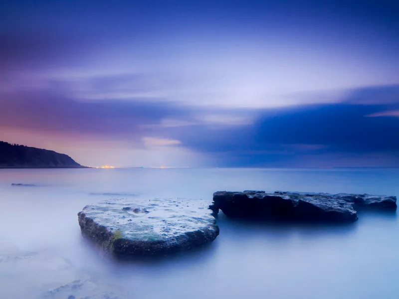 закат, море, камни