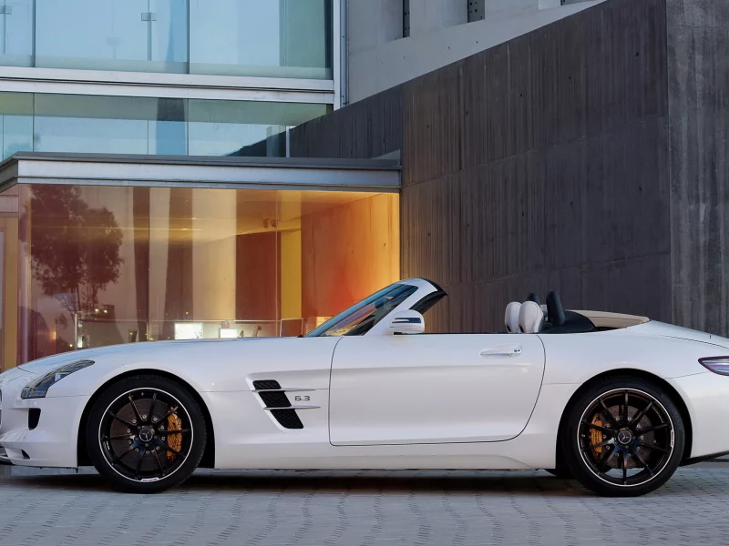 мерседес, amg, mercedes sls, белый, родстер