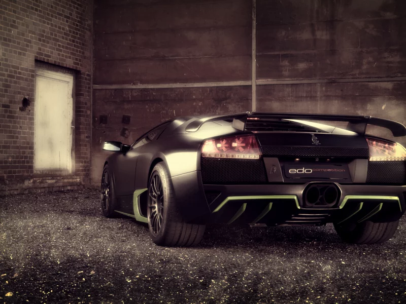 стоянка, двор, машина, стены, lamborghini murcielago