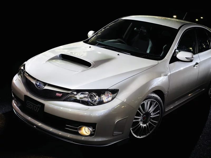 авто, subaru, серебристая, ночь, машина