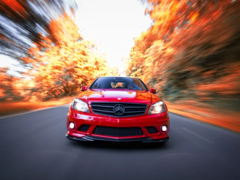 дорога, скорость, amg, mercedes-benz, c63, осень